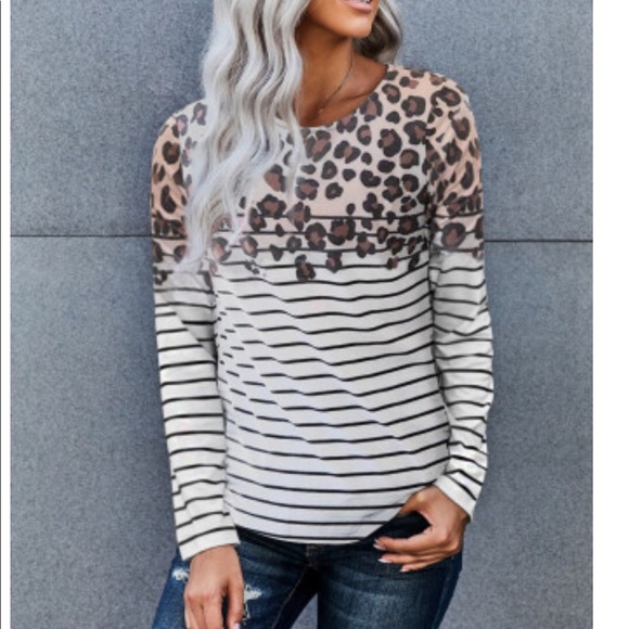 Leopard striped print top - Picture 1 of 4